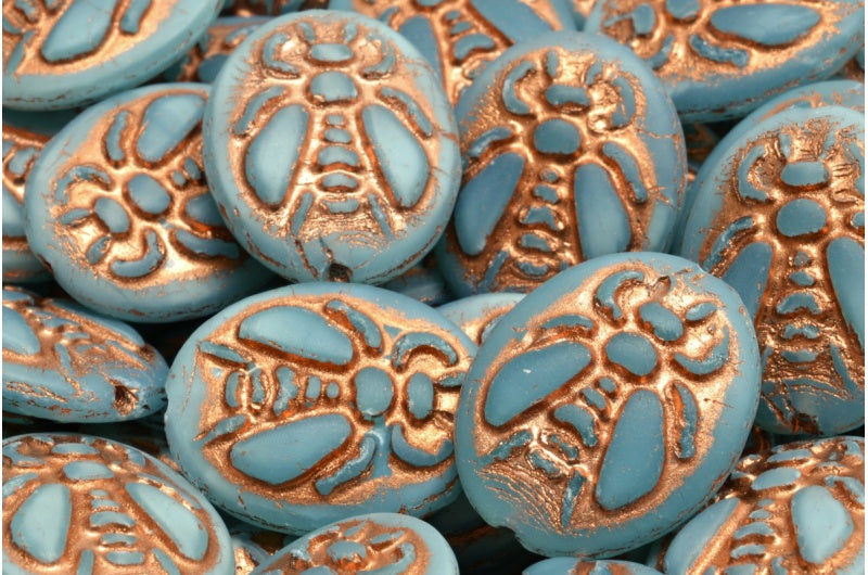 ビービーズ、オパールアクアマット銅線（61300-84100-54318）、ガラス、チェコ共和国