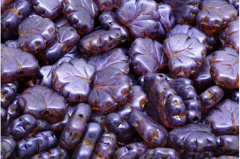 メープルリーフビーズ、クリスタルマット 65328 (00030-84100-65328)、ガラス、チェコ共和国