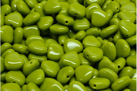 ハートビーズ、グリーン（53420）、ガラス、チェコ共和国