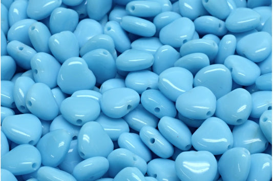 Heart Beads, Turquoise Blue (63030), Glass, Czech Republic