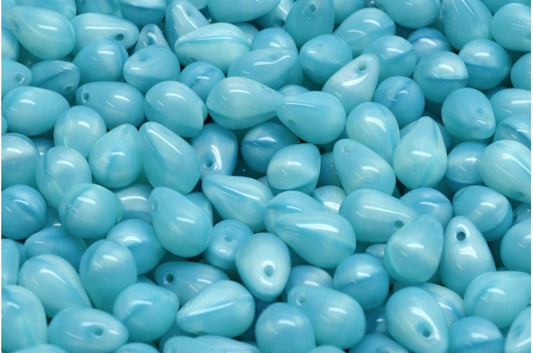 Drop Beads, Opal Aqua (61300), Glass, Czech Republic