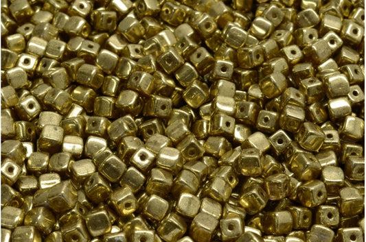 Cube Beads, Crystal Brass (00030-90215), Glass, Czech Republic