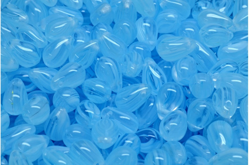 Drop Beads, Light Blue White Delay (65016), Glass, Czech Republic