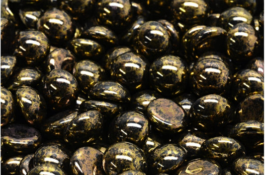 Cabochon Beads, Black Terracotta Violet (23980-15496), Glass, Czech Republic