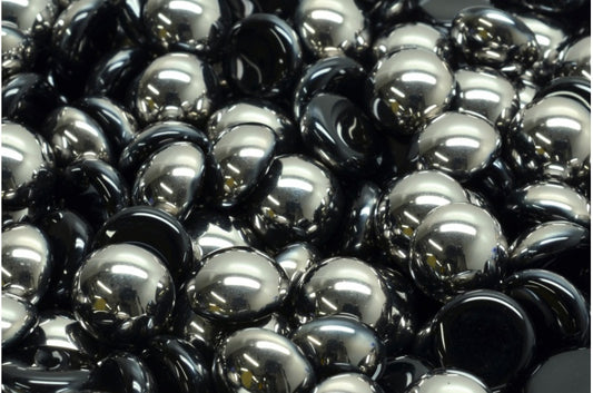 Cabochon 珠子，黑色铬 (23980-27401)，玻璃，捷克共和国