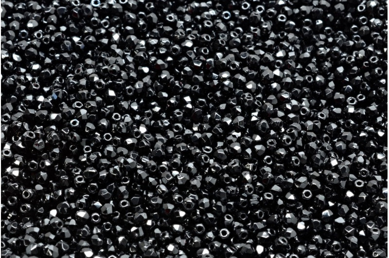 Fire Polished Faceted Beads Round, Black (23980), Bohemia Crystal Glass, Czech Republic