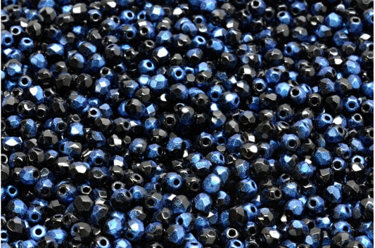 ファセット加工ビーズ ラウンド、ブラック 56560 (23980-56560)、ボヘミアクリスタルガラス、チェコ共和国