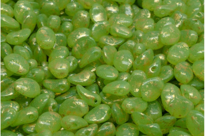 郁金香花瓣珠，水晶 20012 金色飞溅 (00030-20012-94401)，玻璃，捷克共和国