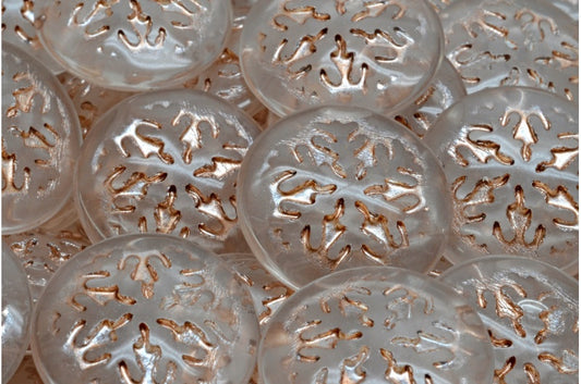 Snowflake Cabochon Beads, Crystal Copper Lined (00030-54324), Glass, Czech Republic