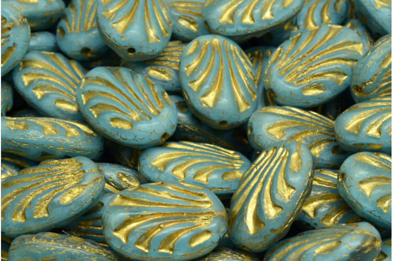 Oval With Lines, 66010 Gold Lined (66010-54302), Glass, Czech Republic