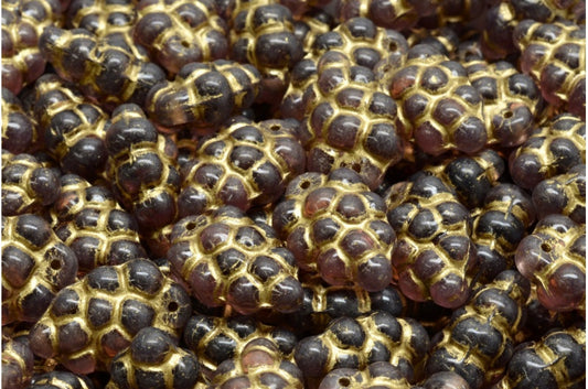 Grape Beads, Transparent Light Amethyst Gold Lined (20030-54302), Glass, Czech Republic