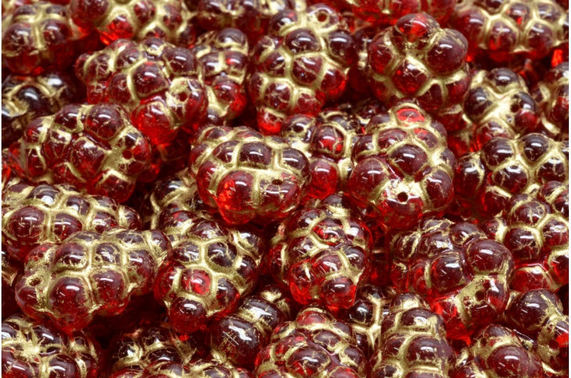 Grape Beads, Ruby Red Gold Lined (90080-54302), Glass, Czech Republic
