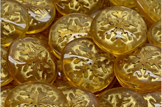 Snowflake Cabochon Beads, 10020 Gold Lined (10020-54302), Glass, Czech Republic