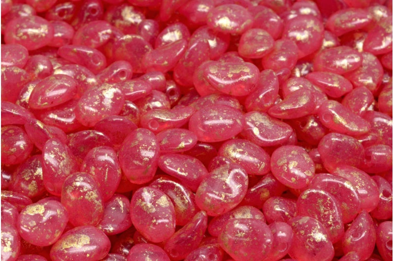 郁金香花瓣珠，水晶 20007 金色飞溅 (00030-20007-94401)，玻璃，捷克共和国
