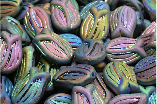 Tulip Beads, Crystal Matte 28103 (00030-84100-28103), Glass, Czech Republic