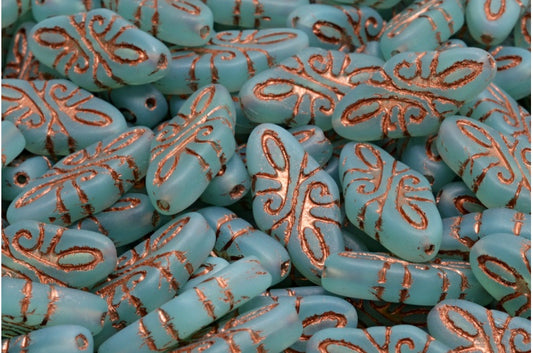 Arabesque Beads, Opal Aqua Matte Copper Lined (61100-84100-54319), Glass, Czech Republic