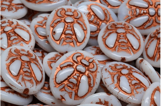 ビービーズ、白銅線入り（02010-54319）、ガラス、チェコ共和国