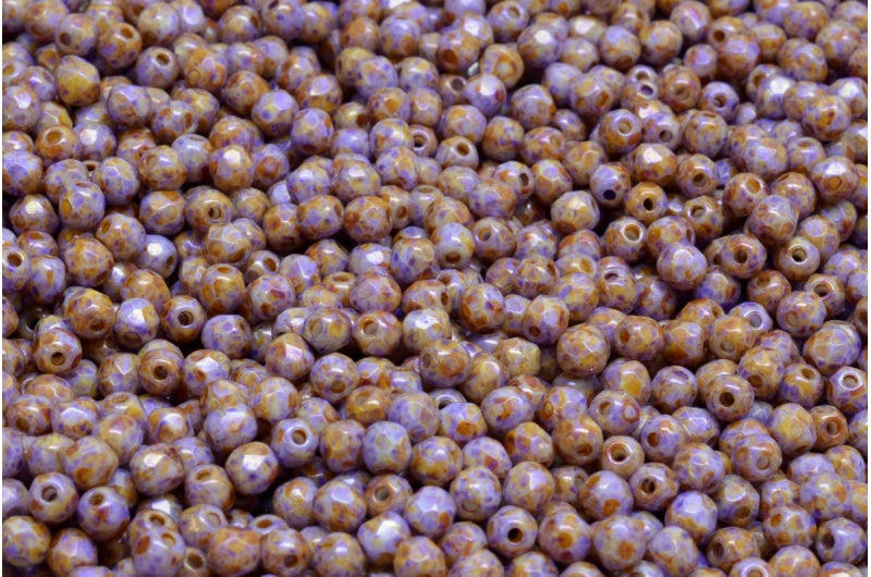 Fire Polished Faceted Beads Round, Chalk White 65328 (03000-65328), Bohemia Crystal Glass, Czech Republic