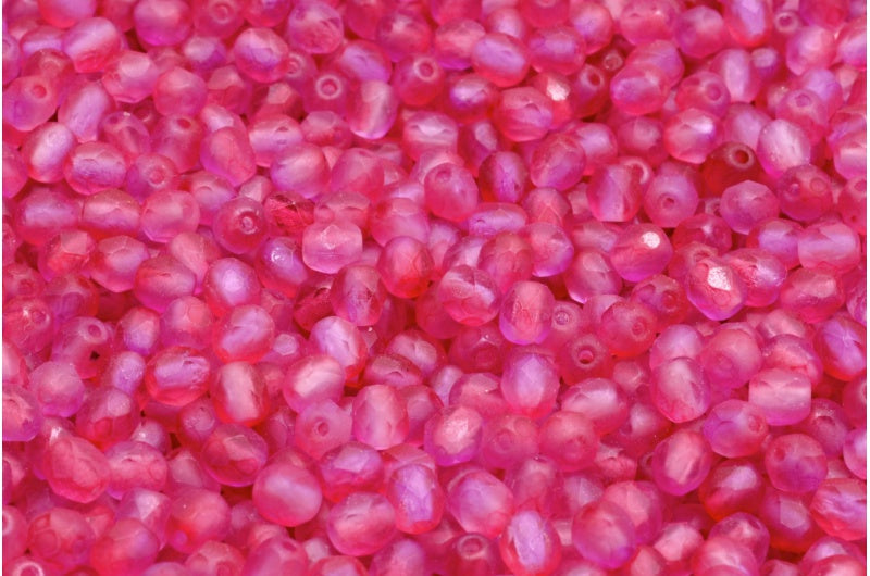 ファセット加工ビーズラウンド、クリスタルマットピンクパープル（00030-84100-48020）、ボヘミアクリスタルガラス、チェコ共和国