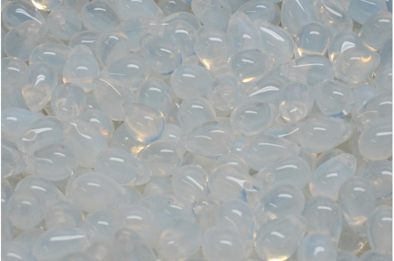 ドロップビーズ、オパールホワイト（01000）、ガラス、チェコ共和国