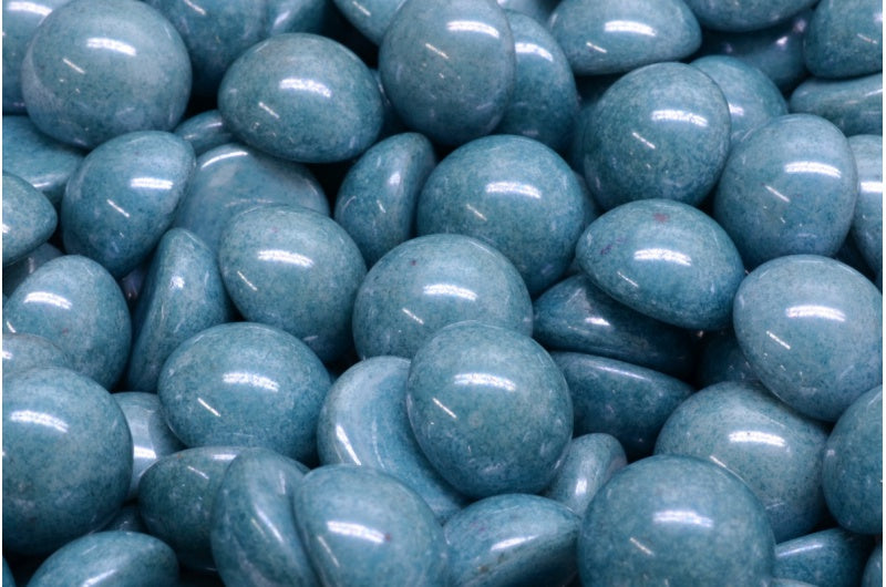 Cabochon Beads, White Luster Blue Full Coated (02010-14464), Glass, Czech Republic