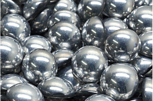 Cabochon-Perlen, Kristallkristall-Silber-Halbbeschichtung (00030-27001), Glas, Tschechische Republik