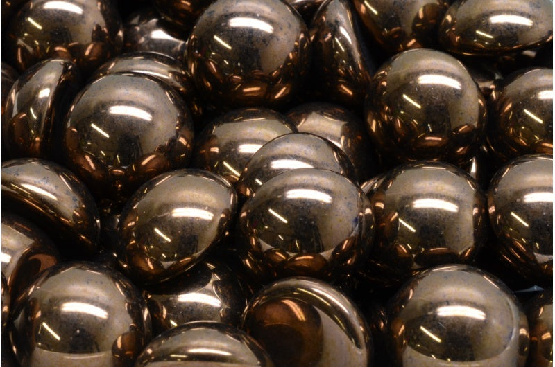 Cabochon-Perlen, schwarze Bronze (23980-14415), Glas, Tschechische Republik