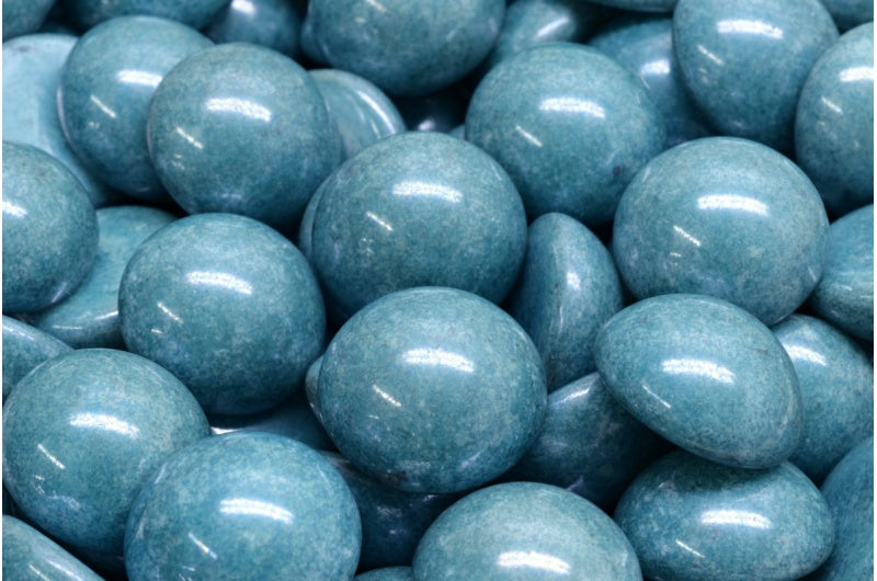 Cabochon Beads, White Luster Blue Full Coated (02010-14464), Glass, Czech Republic