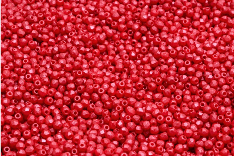 圆形火抛光刻面珠，粉笔白 25009 (03000-25009)，波西米亚水晶玻璃，捷克共和国