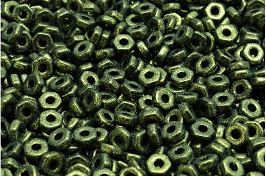 Hex Nut Beads, Black 94107 (23980-94107), Glass, Czech Republic