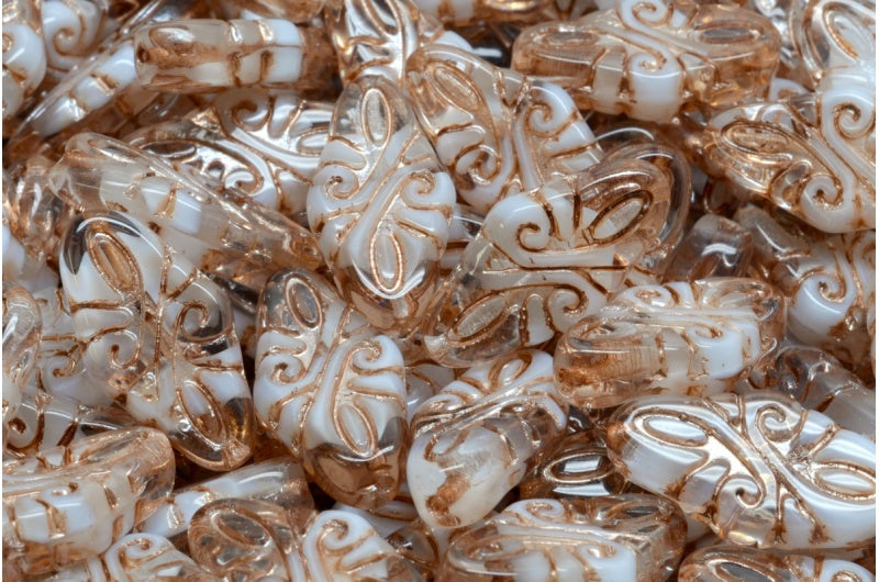 Arabesque Beads, Crystal White Copper Lined (00030-02010-54324), Glass, Czech Republic
