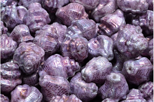 Murex Shell Beads, White Nebula (02010-15001), Glass, Czech Republic