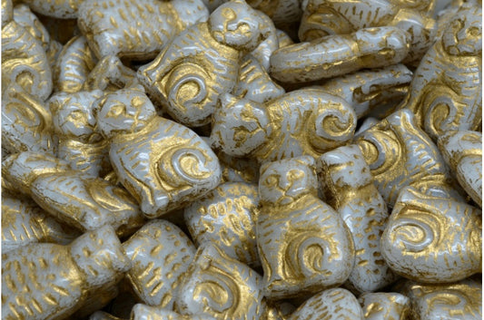 Cat beads, 6006 Gold Lined (06006-54302), Glass, Czech Republic