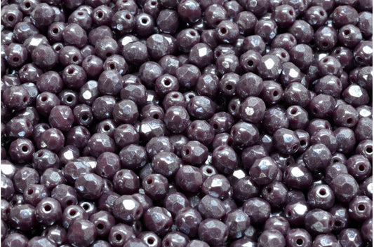 ファセット加工を施したラウンドビーズ、不透明アメジストヘマタイト（23030-14400）、ボヘミアクリスタルガラス、チェコ共和国