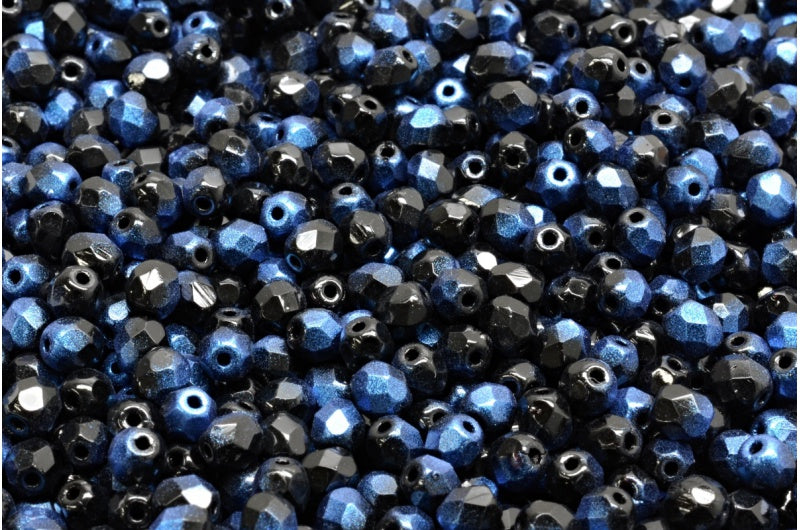 ファセット加工ビーズ ラウンド、ブラック 56560 (23980-56560)、ボヘミアクリスタルガラス、チェコ共和国