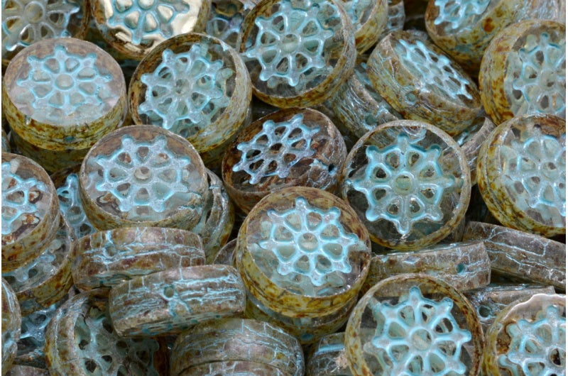 Table Cut Wheel Coin Beads, Crystal Travertin 54308 (30 86800 54308), Glass, Czech Republic