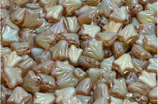 ユリの花ビーズ、R0053 マットアブフル（2Xサイド）銅線入り（R0053-84100-28703-54324）、ガラス、チェコ共和国