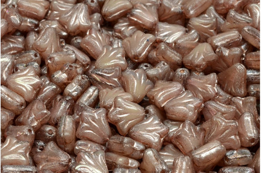 ユリの花ビーズ、R0132 光沢レッド フルコーティング銅線 (R0132-14495-54324)、ガラス、チェコ共和国