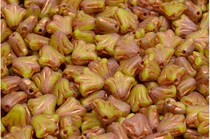 ユリの花ビーズ、イエローマット銅線（R0812-84100-54319）、ガラス、チェコ共和国