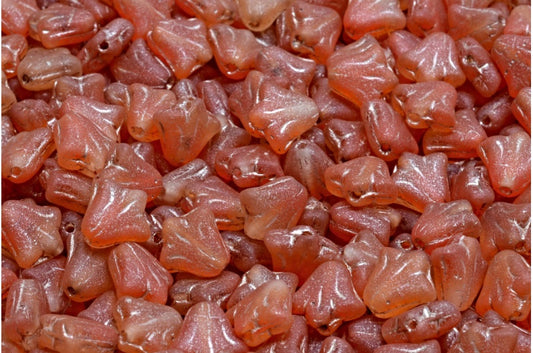 ユリの花ビーズ、オレンジマット銅線（R0912-84100-54324）、ガラス、チェコ共和国