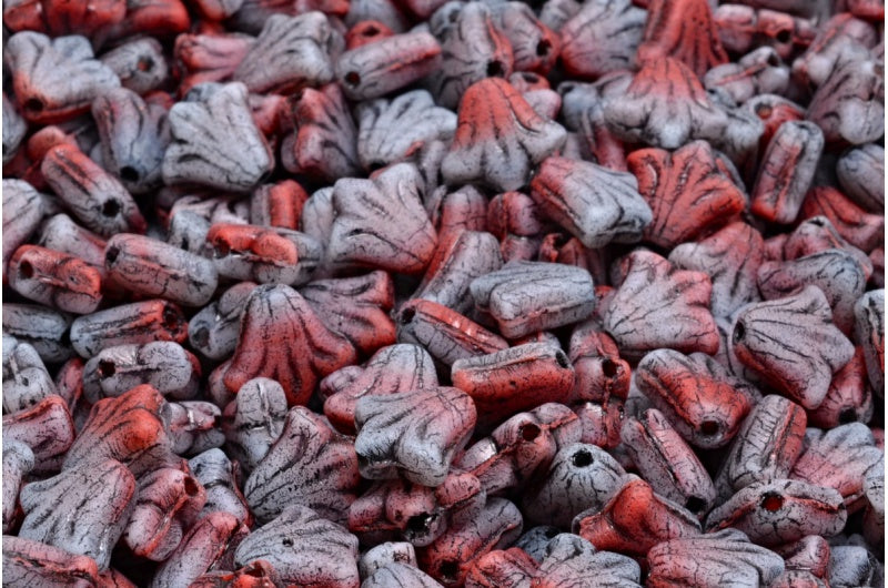 ユリの花ビーズ、R2930 マットブラックライン（R2930-84100-54313）、ガラス、チェコ共和国