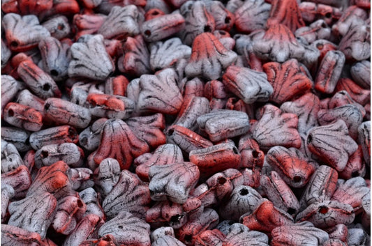 ユリの花ビーズ、R2930 マットブラックライン（R2930-84100-54313）、ガラス、チェコ共和国