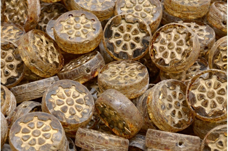 Table Cut Wheel Coin Beads, Crystal Travertin 54302 (30 86800 54302), Glass, Czech Republic