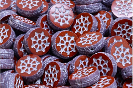 Table Cut Wheel Coin Beads, Opaque Brown 84100 15001 54324 (13600 84100 15001 54324), Glass, Czech Republic