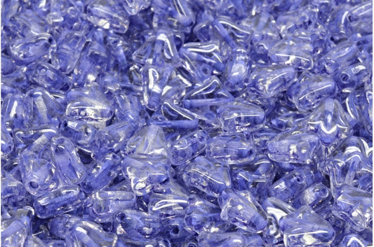 ユリの花のビーズ、クリスタルブルーのライン入り（00030-54325）、ガラス、チェコ共和国