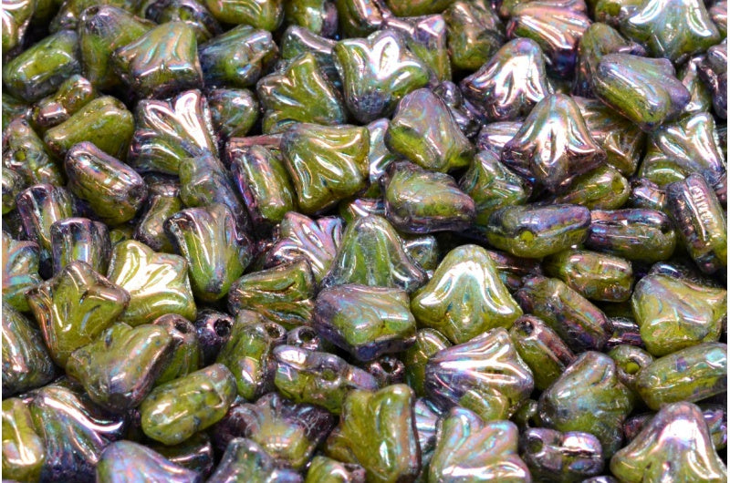 ユリの花のビーズ、イエローネビュラ（R0812-15001）、ガラス、チェコ共和国