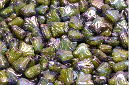 ユリの花のビーズ、イエローネビュラ（R0812-15001）、ガラス、チェコ共和国