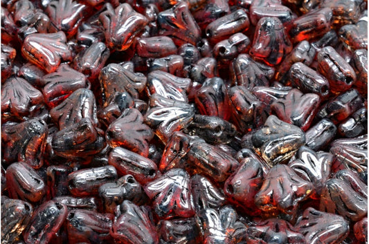 ユリの花ビーズ、R0908 ブラックライン（R0908-54313）、ガラス、チェコ共和国