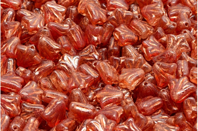 ユリの花ビーズ、R0908 銅線入り (R0908-54319)、ガラス、チェコ共和国