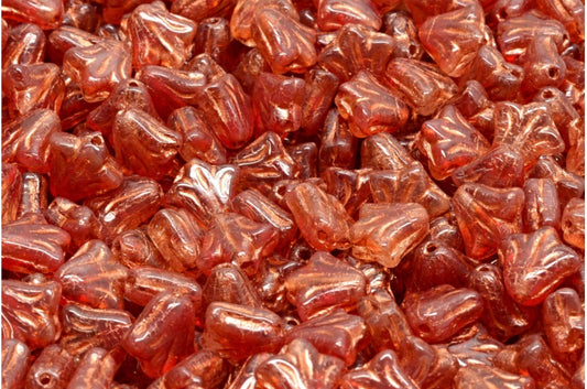 ユリの花ビーズ、R0908 銅線入り (R0908-54319)、ガラス、チェコ共和国